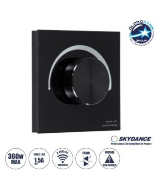 GloboStar® 71455 S1-K SKYDANCE AC Smart RF 2.4Ghz & Ροοστάτη - Push ON-OFF Triac Dimming AC100-240V σε AC100-240V 1 x 1.5A 360W - Max 1.5A 360W - IP20 - Μαύρο Σώμα - Μ8.5 x Π8.5 x Υ5cm - 5 Years Warranty